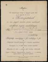 cca 1898 Vaszary Kolos bíboros számára kiállított meghívó az országos jegyzői árvaház javára Kovácspatakon (Felvidék) rendezendő zártkörű mulatságra