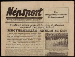 1954 Népsport X. évfolyamának 103. száma, címlapon a Magyaroroszág-Anglia (7:1) meccsről szóló cikkel