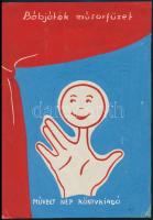 cca 1960 Bábjáték műsorfüzet kiadvány címlapterve, szép állapotban, 20×14 cm