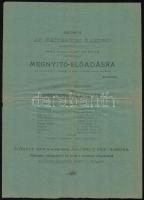 1897 Meghívó az Esztergomi Kaszinó műkedvelői által rendezett megnyitó előadásra, hajtott, de szép állapotban, 30×21 cm