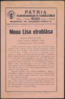 1932 Mona Lida elrablása, kétoldalas filmismertető nyomtatvány, Pátria Filmkereskedelmi és filmkölcsönző Vállalat