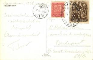 Komárom, Komárno; utcakép este, M. R. Stefánik szobor / street view at night, Milan Rastislav Stefán...