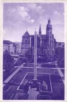 Kassa, Kosice; Vlajkovy obelisk a Dóm / székesegyház, obeliszk, emlékmű. Kiadja Fried / cathedral, flag obelisk, monument + 1938 Kassa visszatért So. Stpl. (EK)