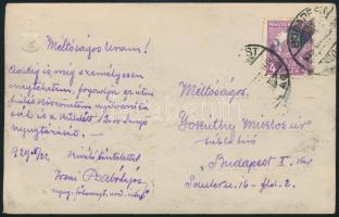 1929 Irsai Szabó Lajos főhercegi uradalmi intéző vadászaton, levélként elküldött fotólap, 8,5×13,5 c...