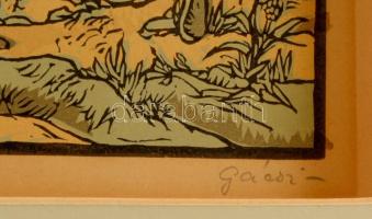 Gácsi Mihály (1926-1987): Szolnok, Színes linó, papír, jelzett, 31,5×41,5 cm