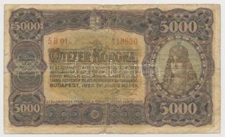 1923. 5000K Magyar Pénzjegynyomda Rt. Budapest T:III- Adamo K39