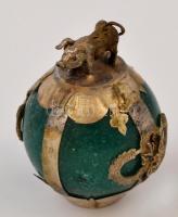 Jáde gömb malacos fém foglalatban, m: 4,5 cm