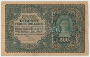Lengyelország 1919. 500M vízjeles papír T:II,II- Poland 1919. 500 Marek watermark paper C:XF,VF Krause 28
