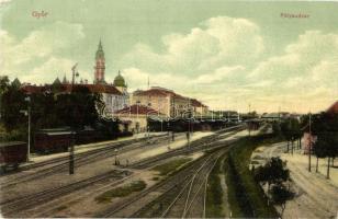 1911 Győr, vasútállomás, vágányok (EK)