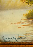 Neogrády jelzéssel: Fák a vízparton. Akvarell, papír, üvegezett keretben, 25×33 cm