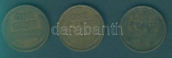 USA 1c "Lincoln" 1910,1917,1928 3klf db T:3+,3