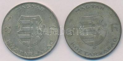 1947. 5Ft Ag "Kossuth" (2x) T:2-,3 patina