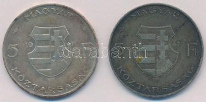 1947. 5Ft Ag "Kossuth" (2x) T:2-,3 patina