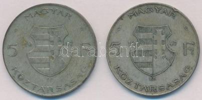1947. 5Ft Ag "Kossuth" (2x) T:2-,3 patina