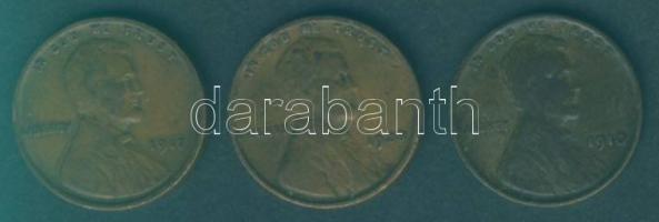 USA 1c "Lincoln" 1910,1917,1928 3klf db T:3+,3
