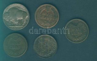 USA 1c "Indián" 1879,1889,1897,1908 + 5c "Indián" 1929. Összesen 5klf db T:2/3+,3+,3