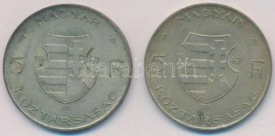 1947. 5Ft Ag "Kossuth" (2x) T:2- patina