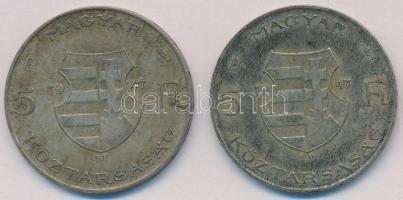 1947. 5Ft Ag "Kossuth" (2x) T:2-,3 patina