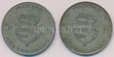 1947. 5Ft Ag "Kossuth" (2x) T:2-,3 patina