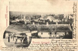 1905 Tótsóvár, Sóvár, Solivar; Sófőzőüzem, sóhúzás a katlanból, belső munkásokkal, látkép. Fénynyomat Divald műintézetéből / salt works, salt mine, interior with workers, general view (ázott / wet damage)