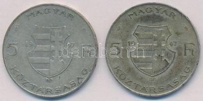 1947. 5Ft Ag "Kossuth" (2x) T:2-,3 patina