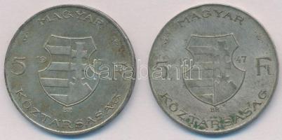 1947. 5Ft Ag "Kossuth" (2x) T:2-,3 patina