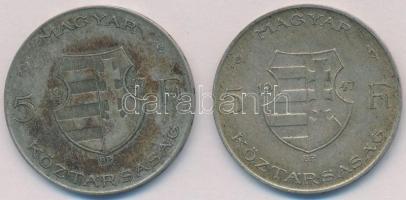 1947. 5Ft Ag "Kossuth" (2x) T:2-,3 patina