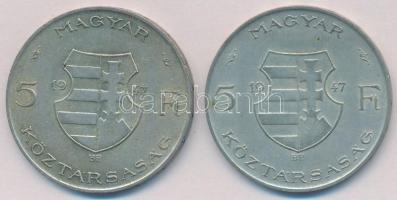 1947. 5Ft Ag "Kossuth" (2x) T:2-,3 patina