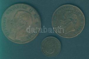 Olaszország 1861. 5c T:3- ph. + 1866. 10c T:3 + 1867. 1c T:2- R!