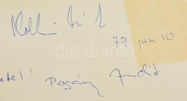 Aláírásgyűjtemény, 76 db aláírás (Pogány Judit, Básti Juli, Koltai Róbert, Koós János, stb.)