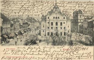 1901 Kassa, Kosice; Fő utca, színház. Divald kiadása / main street and theatre