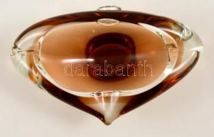 Dekoratív kis tálka, több rétegű fújt, hibátlan, jelzett, 19×11 cm