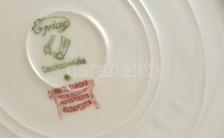 Epiag csehszlovák porcelán kistányér, Hüttl Tivadar Műfestészete Budapesten jelzéssel, d: 20 cm