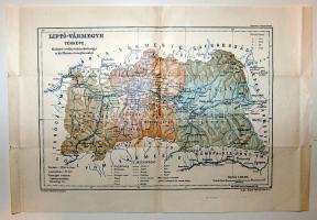 1904 Liptó vármegye térképe / Map of Liptó county 40x50cm (apró szakadások)