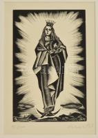 Molnár C. Pál (1894-1981): Szűz Mária, fametszet, papír, utólagos jelzéssel, paszpartuban, 17×11 cm