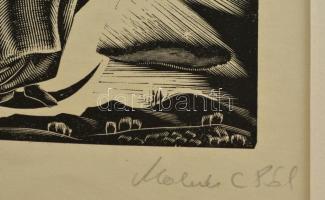 Molnár C. Pál (1894-1981): Szűz Mária, fametszet, papír, utólagos jelzéssel, paszpartuban, 17×11 cm