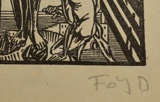 Fáy Dezső (1888-1954): Kísértés, fametszet, papír, utólagos jelzéssel, paszpartuban, 10×7,5 cm