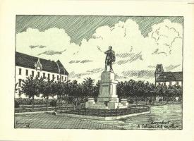 Zombor, Sombor; Schweidel szobor. Kiadja a Délvidéki Egyetemi és Főiskolai Hallgatók Egyesülete / statue, irredenta art postcard s: Lamoss