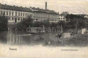 1903 Temesvár, Timisoara; Józsefváros, Bega részlet halász hálóval. Uhrmann Henrik kiadása / Iosefin, Bega riverside, fishing net