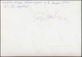 cca 1992 III. kerületi TTVE csapata, középen Rákosi Gyulával (1938-), fotó, a hátoldalán Rákosi Gyul...