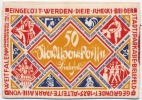 Németország / Weimari Köztársaság / Bielefeld 1921. 50M selyem, bélyegzéssel T:I fo.
Germany / Weim...