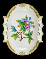 Herendi Viktória mintás hamuzó + csikkelnyomó, kézzel festett, jelzett, apró kopásokkal, 13,5×11 cm,...