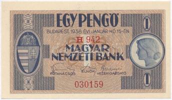 1938. 1P H942 030159 T:I Hungary 1938. 1 Pengő H942 030159 C:UNC Adamo P1
