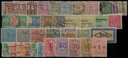 Német okmánybélyegek + adóív 14 db bélyeggel