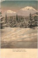 Tátra, Tatry; Ferenc József csúcs télen. Cattarino S. utóda Földes Samu kiadása / Stít Frantiska Jozefa in winter (EK)