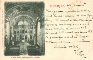 1899 Eperjes, Presov; Görögkatolikus székesegyház, belső. Kiadja Kósch Árpád, fénynyomat Divald műterméből / Greek Catholic cathedral, interior (EB)