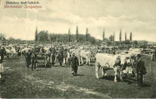 Ipolyság, Sahy; Marhavásár. Polgár I. kiadása / Dobitny treh / cattle market (fa)