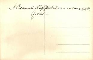 ~1928 Csanakfalu, Ménfőcsanak (Győr); népfőiskola és csoportkép - 2 db régi fotó képeslap / 2 pre-19...