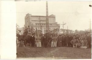 Budapest XVI. Cinkota, Tűzoltók csoportképe a laktanya előtt. photo