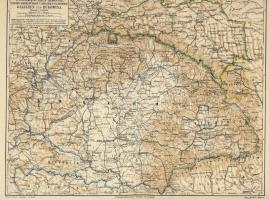 cca 1900 Magyarország, Galícia, Bukovina  térképe albumlapon / Map of Hungary, Galicia, Bukowina on paper 30x28cm